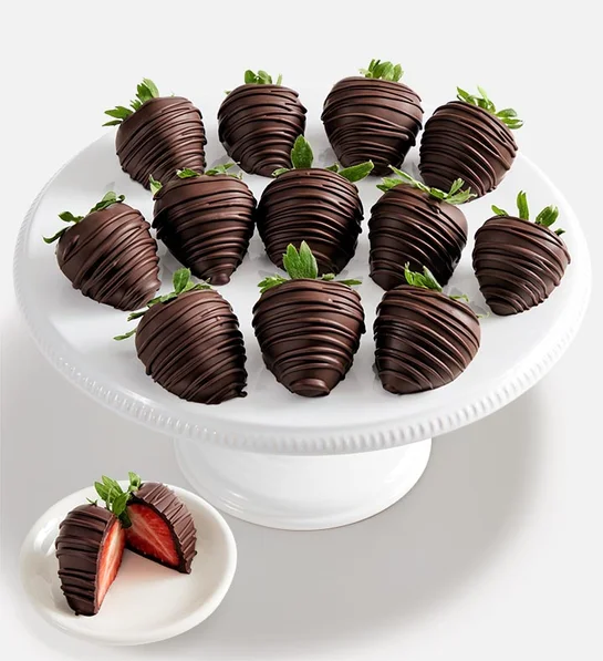 valentine's day Artisan Belgian All Dark Chocolate Strawberries