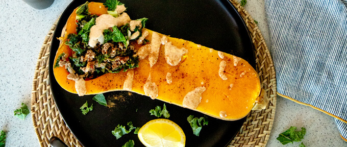 Stuffed Butternut Squash with Beef and Kale Easy Weeknight Dinner Ideas