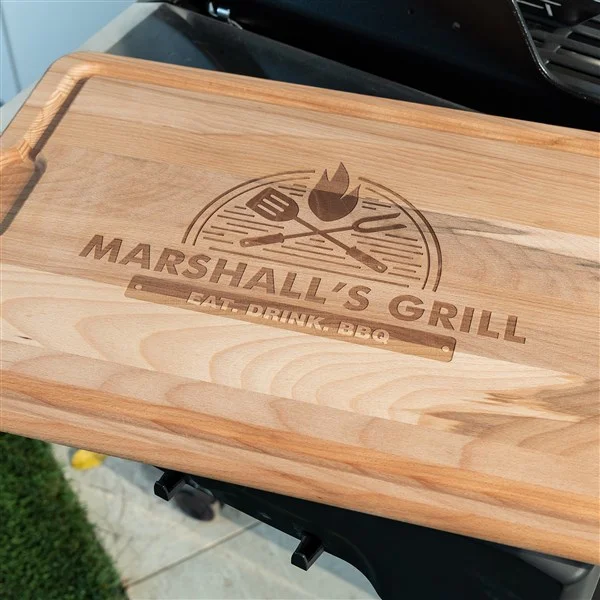 The Grill Personalized Extra Large Hardwood Cutting Board- father's day grilling gifts