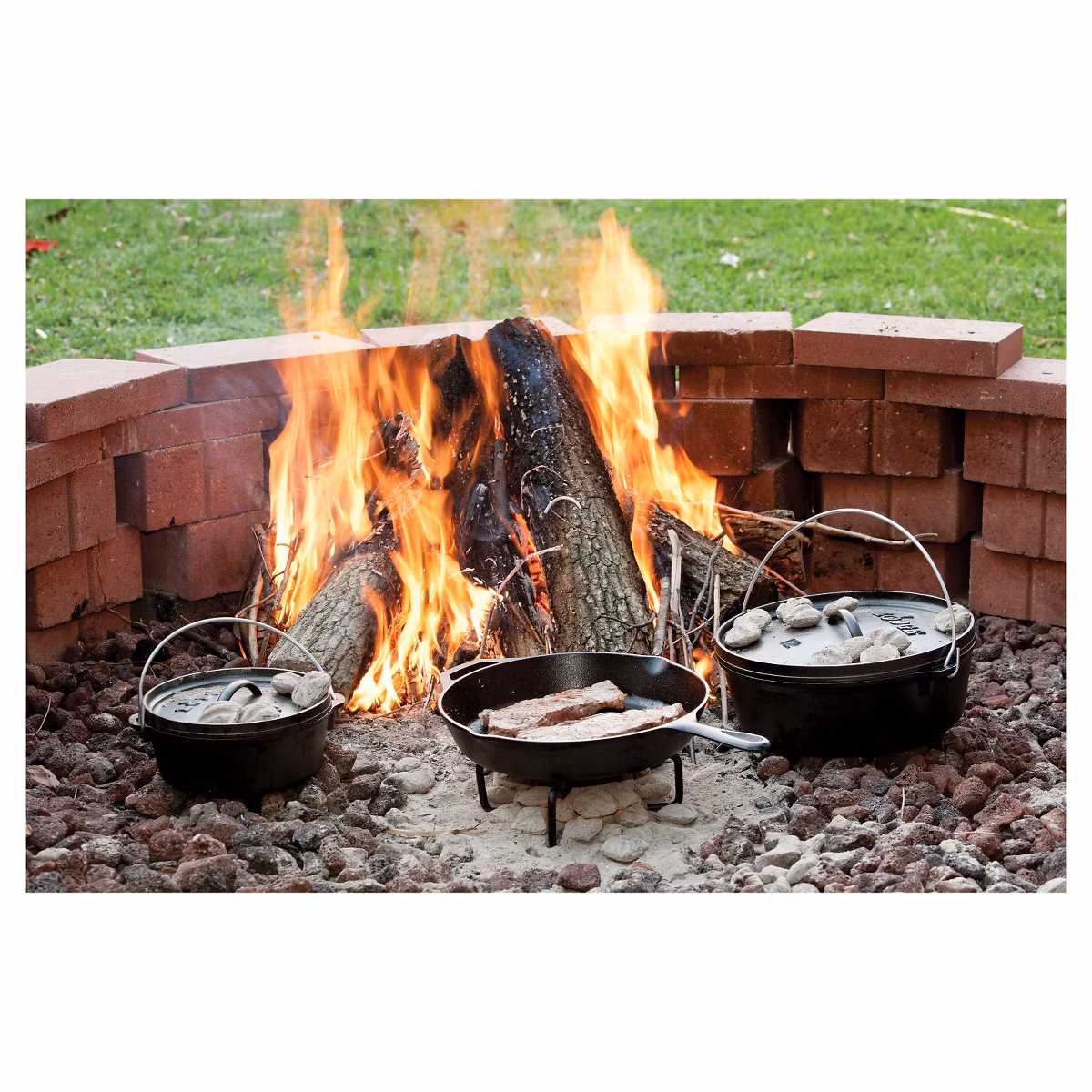 how to set up a backyard fire pit Lodge 12" Cast Iron Skillet by Target