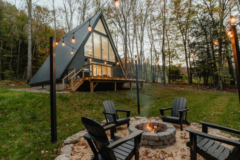 cabin outdoors fall camping how to set up a backyard fire pit