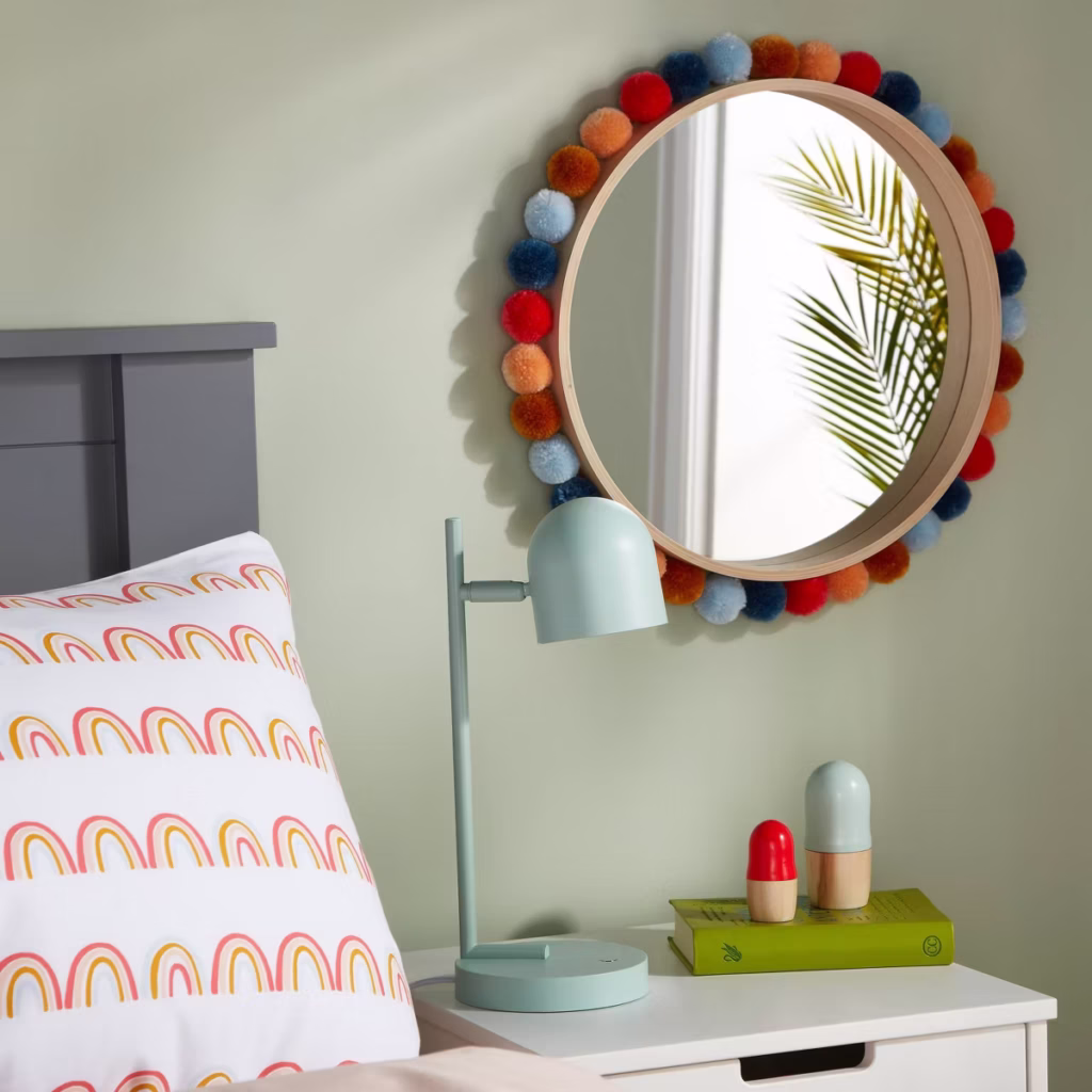 19" Round Colorful Pom-Pom Kids' Mirror 19" Round Colorful Pom-Pom Kids' Mirror