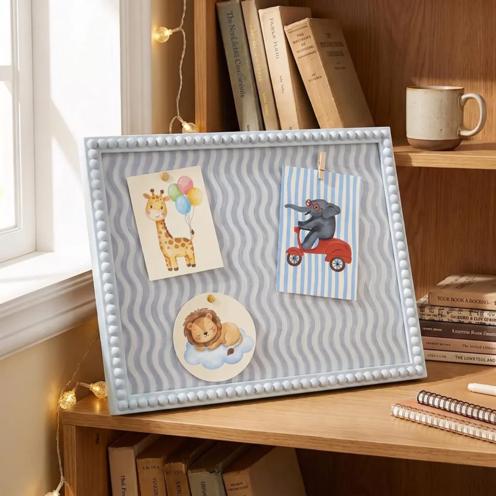Light Blue Beaded Bulletin Board kids room wall decor ideas
