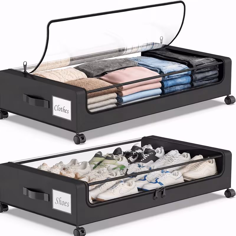 back to school essentials 2-Pack Under Bed Storage with Wheels