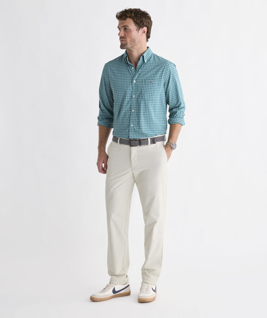 Performance Lemon Shark Gingham Featherweight Shirt graduation outfits for men