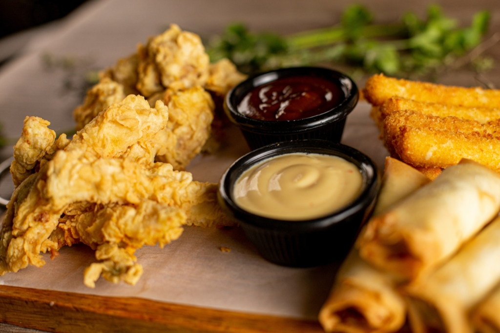 football party food sports party food fried chicken and dips high protein game day snacks