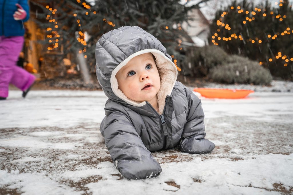baby playing in the snow Outdoor Time in Winter