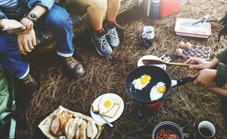 family camping checklist Group of friends camping together cooking food camping meals for families camping food