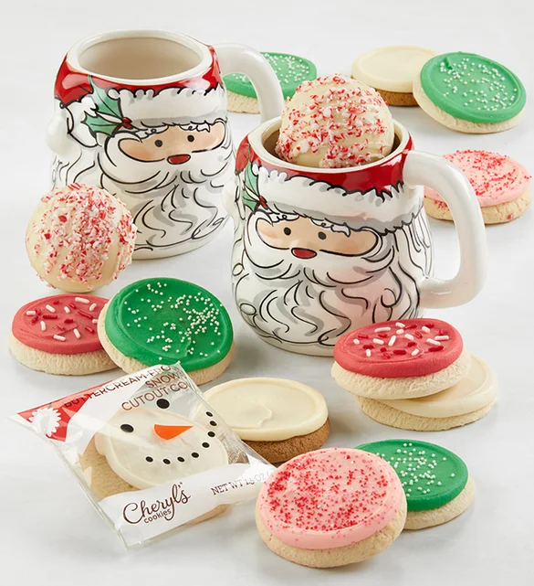 Santa Mugs, Cookies & Chocolate Bombshealthy holiday gift baskets