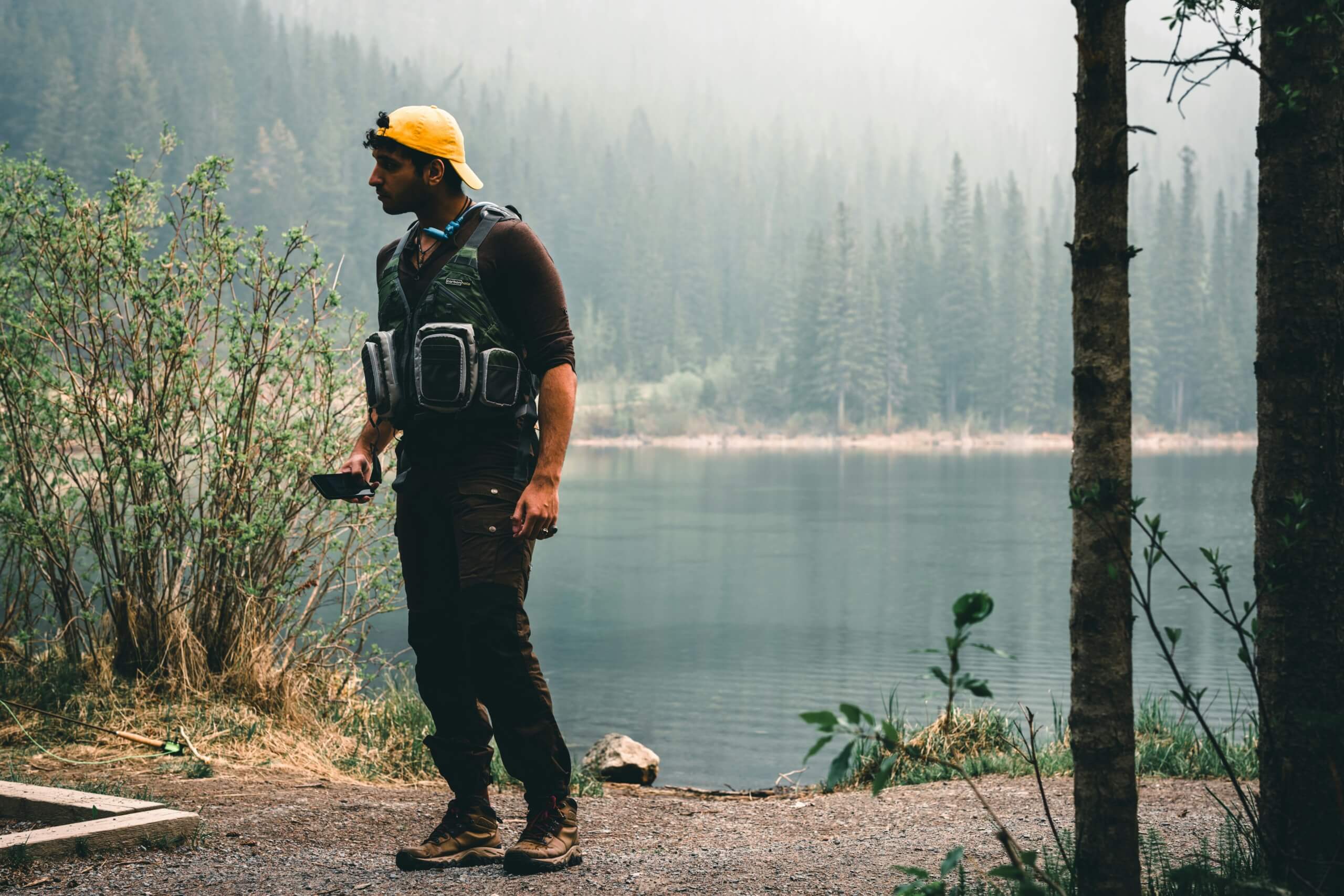 man hiking in the woods - best hiking shoes for men
