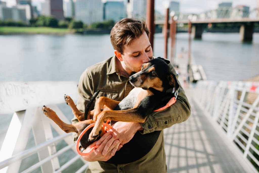 Pet DNA test man with his pet dog 