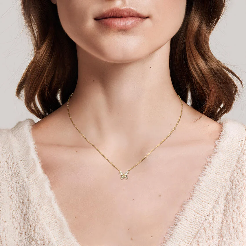 Butterfly Pavé Diamond Pendant (1/8 ct. tw.) in 14K Yellow Gold