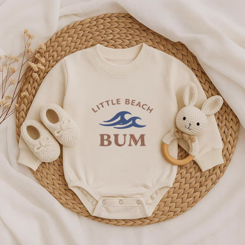 Custom Name Beach Baby Romper