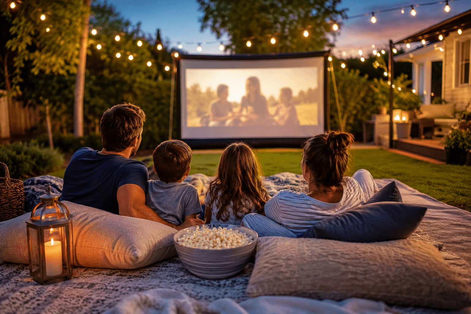 family staycation ideas outdoor movie