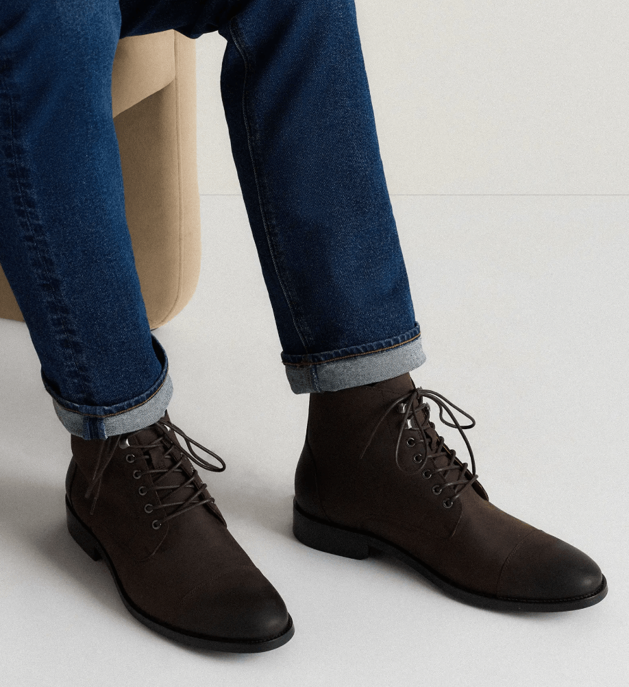 Crafted Leather Cap Toe Lace Up Boot best fall boots for men
