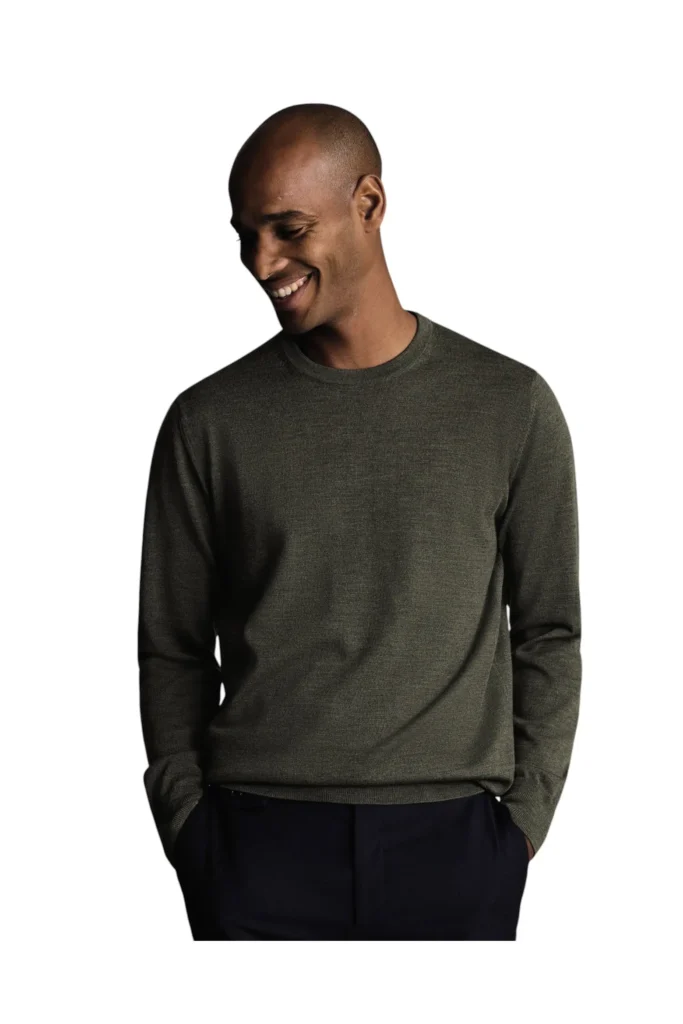 Pure Merino Crew Neck Sweater old money fall outfits for men