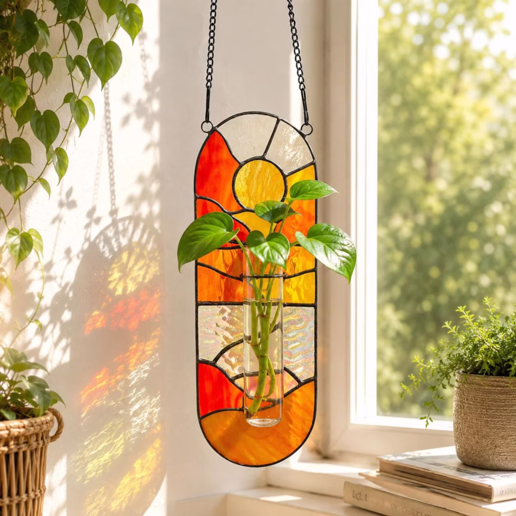 Stained Glass Suncatcher Hanging Planter