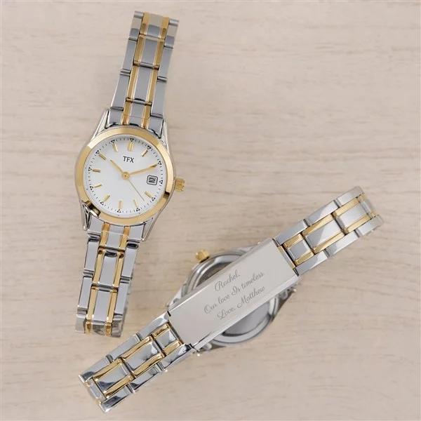 Women's TFX By Bulova Engraved Two Tone Watch