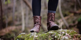 Low Section of Man Standing in Forest - hiking boots for men