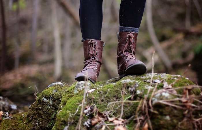 Low Section of Man Standing in Forest - hiking boots for men