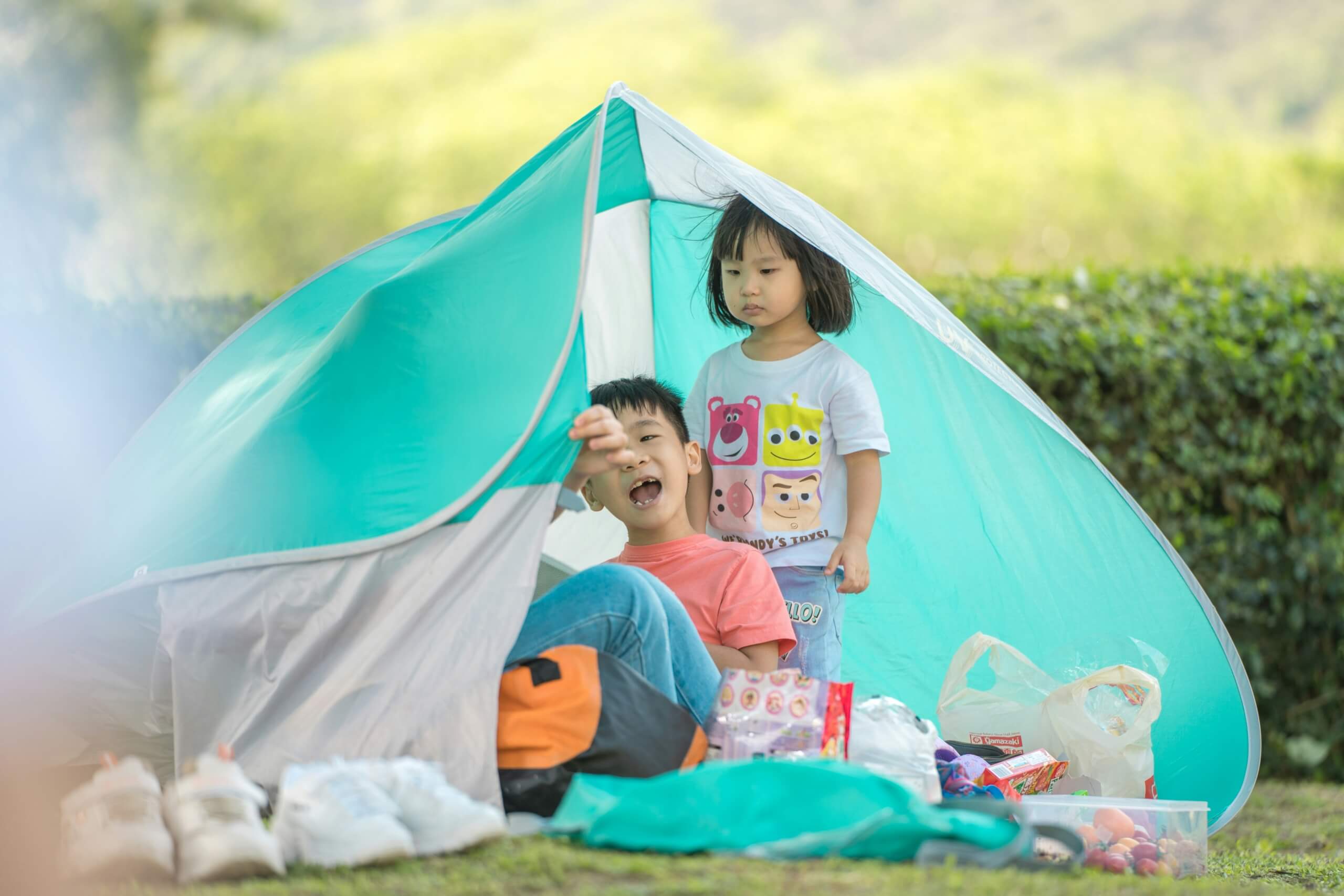 camping in the rain with kids - kids camping