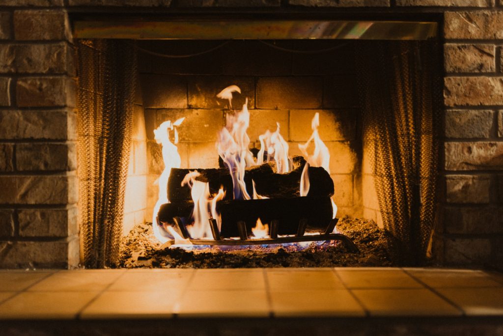 fireplace fire burning Home Maintenance Checklist for Winter